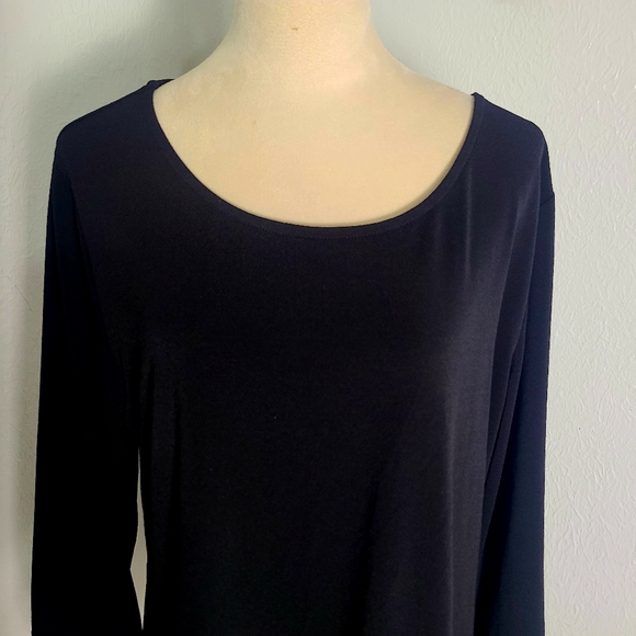 Adiva Elegant Black Top with Sheer Dotted Ruffle Hemline & Ruffle Cuffs, Size XL - Picture 3 of 8